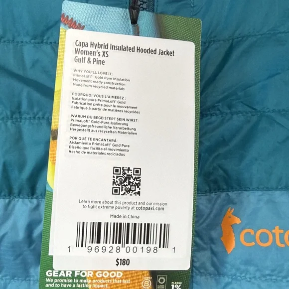 cotopaxi capa hybrid Teal Lightweight Insulated Jacket NWT size XS - Picture 2 of 2